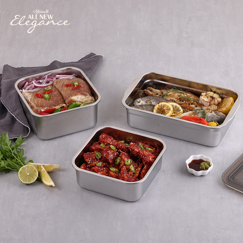 쉬젤 올뉴엘레강스 밀폐스테인레스밧드 3종세트 2500ml 3200ml 3900ml-1EA